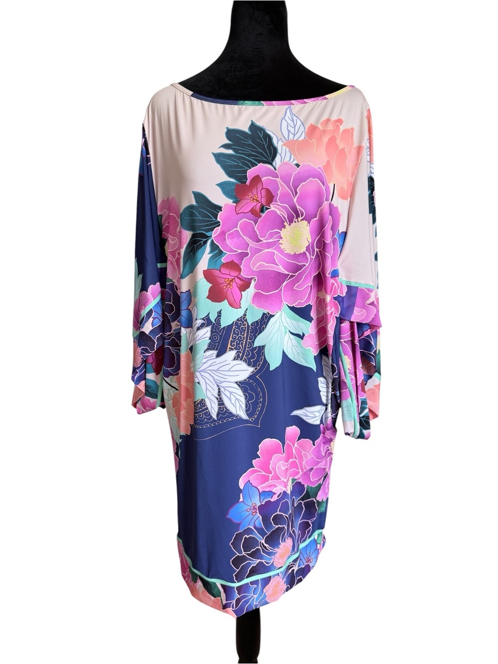 Trina Turk Opulent Oasis Floral Swim Cover-Up/Tunic Dress Resort Wear. Size L - Picture 4 of 9